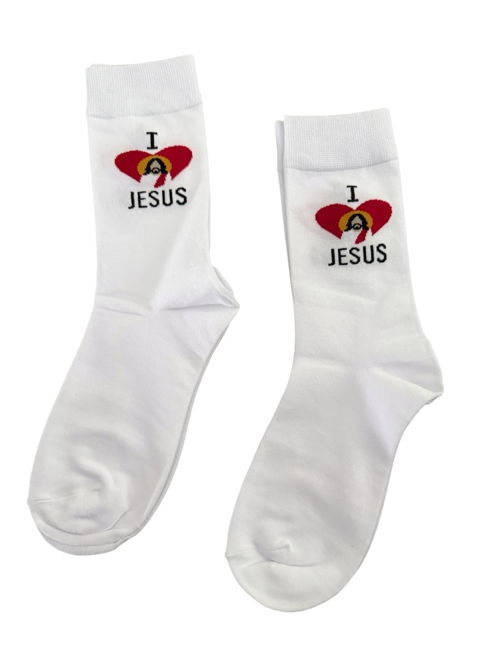 NWT 2 Pair White "I ❤️ Jesus" Crew Socks Women